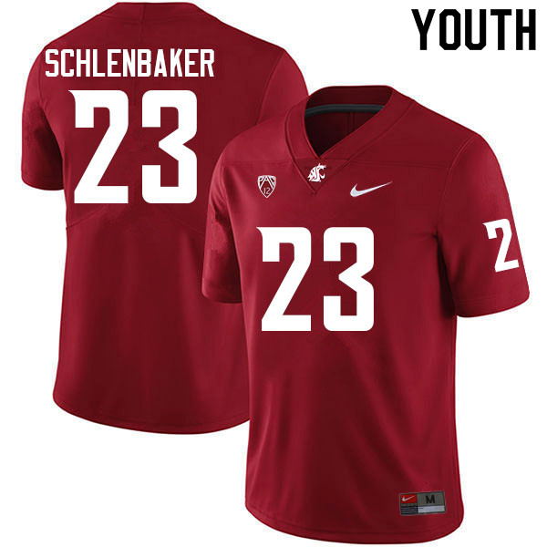 Youth #23 Djouvensky Schlenbaker Washington State Cougars College Football Jerseys Sale-Crimson